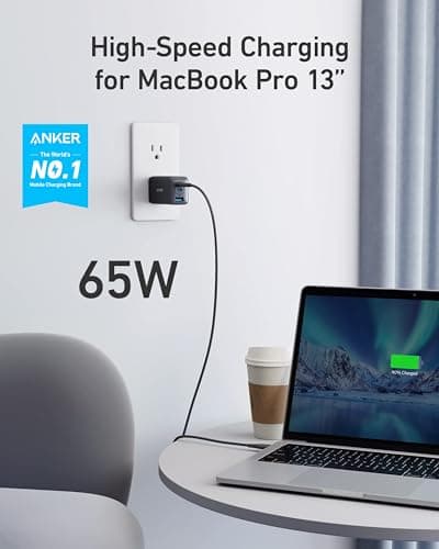 Anker Phone Charger, 65W 3-Port Fast Compact Foldable USB C Charger Block, Type C Charger Fast Charging for MacBook Pro/Air, iPad Pro, Galaxy S20, Dell XPS 13, Note 20/10+, iPhone 17 Series, and More