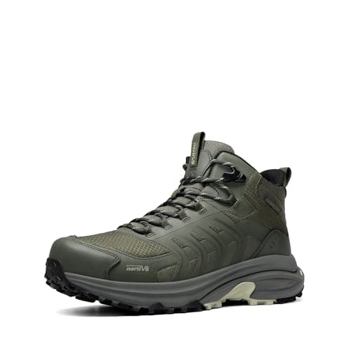 NORTIV 8 Men's Waterproof PRO Hiking Boots Lightweight Outdoor Trekking Camping Climbing Shoes for Everyday Wear Armadillo FieldLite,Size 9.5,Army Green,SNHB26001M