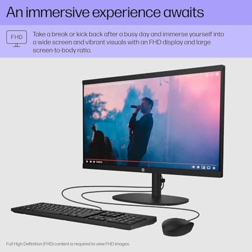 HP 2025 22" FHD All-in-One Desktop Computer • The New Version for Everyday Use • Latest 13th Gen Intel Quad-Core CPU • 8GB DDR5 • 128GB Storage • HDMI • Type-C • Wi-Fi • HD Webcam • Win11 Pro • Black — view 3