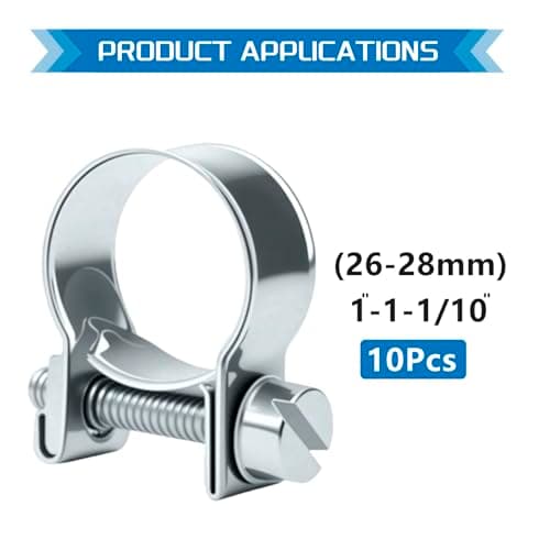 JTAREA 26-28MM Fuel Injection Hose Clamps 1"-1-1/10" Gas Line Clamps Pipe Clamp for Automotive Diesel Petrol Pipes