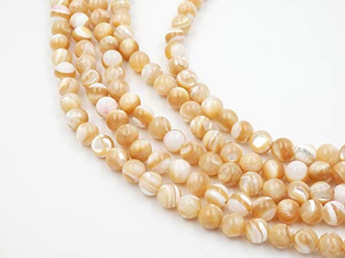 Malahill Gemstone Beads for Jewelry Making, Sold per Bag 5 Strands Inside, Khaki Trumpet Shell Beads 10mm — view 3