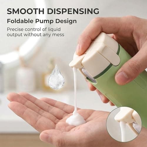 4-in-1 Travel Dispenser Bottles Set Leak-Proof Refillable Travel Toiletries Containers Women Essentials for Shampoo,Lotion,Conditioner & Cream (Green&White) — view 3