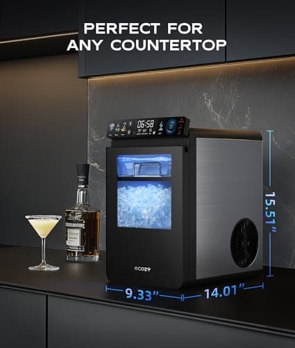 ecozy Smart Nugget Ice Maker Countertop, First Full-Color Smart Panel Ice Machine with APP Control, Double-Layer Insulation, 44 lbs/24H Soft Pellet Chewable Ice, Pull-Out Water Tank, Self-Cleaning — view 8