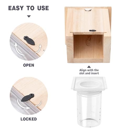 Carpenter Bee Trap for Outside - Pentroof Style Nature Hanging Wood Carpenter Bee Traps Outdoor - Best Bee Trap - Insect Traps with Removable Vault (1 Pack) — view 6
