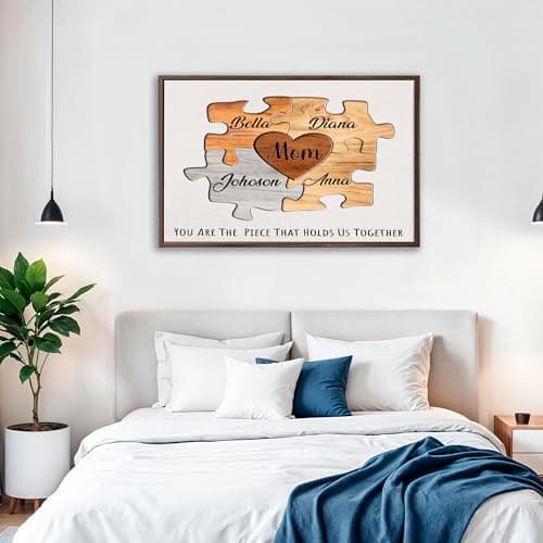 Personalized Mothers Day Idea Gifts for Mom from Daughter Son Kids Husband Custom Puzzles Sign Canvas Prints with Names for Mom Nana Grandma Customized Mother's Day Birthday Wall Art Decoration Gift — view 4