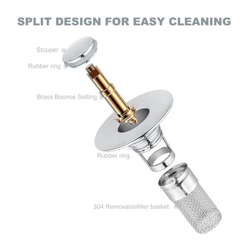 2 Pack Bathroom Sink Drain Stopper – Universal Stainless Steel Sink Drain Strainer, Multi-Purpose Sink Plug Filter & Drain Hair Catcher, Bathroom Sink Drain Stopper & Pop Up Sink Drain Filter