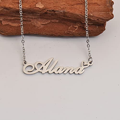 RONKAH Baby Custom Personalized Name Necklace Pendant Necklace with Heart Customized Necklace Best Gift for Women Christmas Valentine's Day Mother's Day Birthday AG — view 2