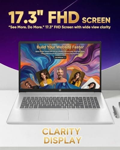 HP 17.3" FHD Business Laptop 2026, AMD Ryzen 5 7430U, 32GB RAM 1TB NVMe SSD, w/Redragon Bundle, Anti-Glare Display, Copilot Ready for Business, Full Numeric Keypad, Windows 11 Pro, Silver — view 3