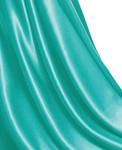 MDS Satin Fabric 5 Yards, 44" Wide, Silky Smooth Charmeuse Sateen Cloth for Wedding Arch Drapery Panel Backdrop Party Event Banquet Home Decoration Curtain Crafts DIY Sewing Costume - Teal