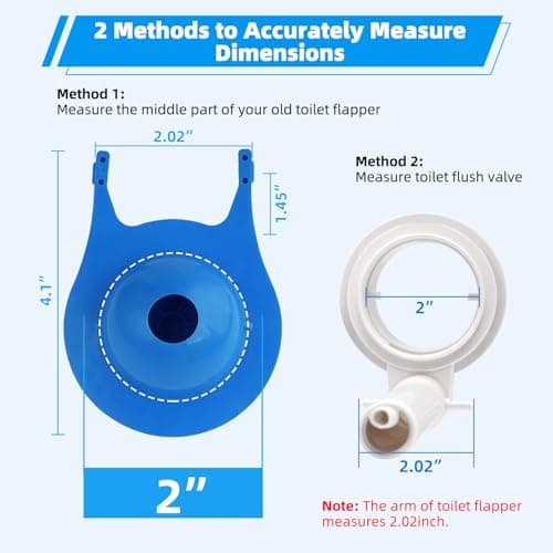 Universal 2-Inch Toilet Flapper, Adjustable Metal Chain, Chlorine-Resistant — view 2