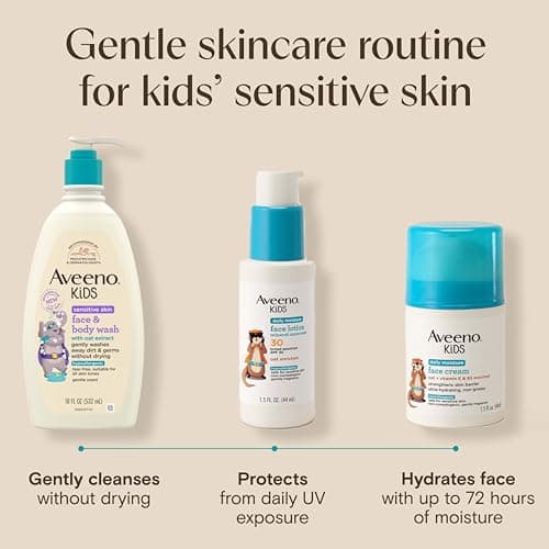 Aveeno Kids Daily Moisture Face Lotion & Mineral Sunscreen with SPF 30, Oat Enriched Face Moisturizer for Kids & Broad-Spectrum Sun Protection for Sensitive Skin, Hypoallergenic, 1.5 fl. oz — view 8