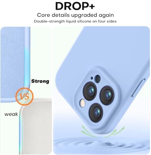 Vooii Compatible with iPhone 16 Pro Max Case, Liquid Silicone Upgrade [Camera Protection] [Soft Anti-Scratch Microfiber Lining] Shockproof Phone Case for iPhone 16 Pro Max 6.9 inch - Light Blue — view 3