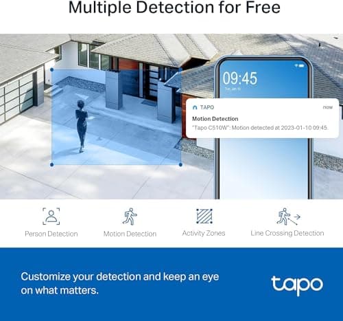Tapo 2K 3MP QHD Pan/Tilt Outdoor Wired Security Wi-Fi Camera, 360° Visual Coverage, Full-Color Night Vision Up to 98ft, Smart Motion Tracking, Person Detection,Physical Privacy Mode(Tapo C510W) — view 5