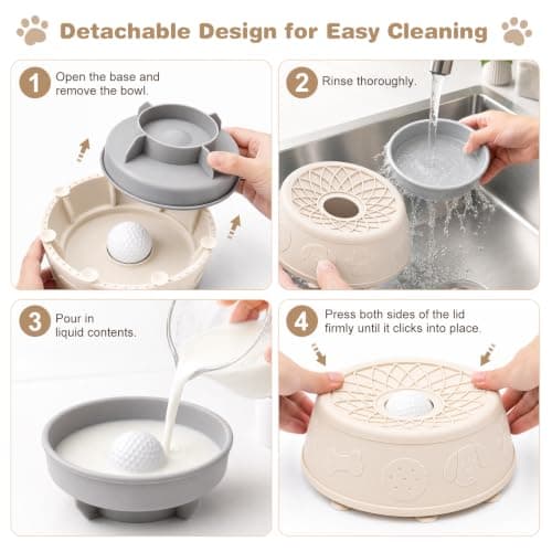 Dog Lick Bowl, Slow Feeder Dog Bowls for Liquid Treats, Food-Grade Silicone Anti-Slip Dog Licking Toy, Bone Broth and Yogurt Puzzle Feeder for Large Medium Puppy Pet & Cats Helps Protect the Stomach — view 5