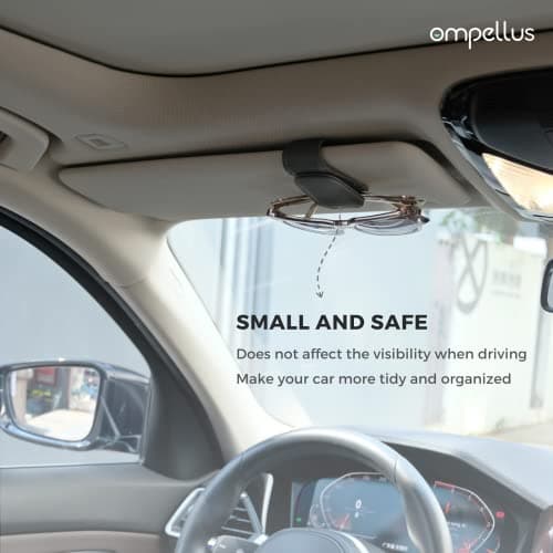 Ompellus Magnetic Leather Sunglass Holder, Eyeglass Hanger Clip for Car Sun Visor, Suitable for Different Size Eyeglasses (Beige) — view 4