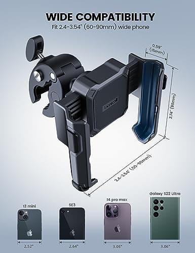 Lamicall Motorcycle Phone Mount Holder - [Camera Friendly] [1s Lock] Bike Phone Holder Handlebar Clamp, Bicycle Scooter Phone Clip, for iPhone 14 15 16 17 Pro Max Plus, 2.4~3.54" Wide Phone, Golf Cart — view 4