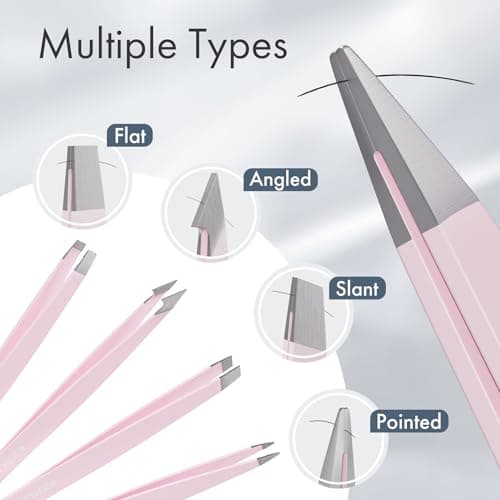 EZ2LIVE Tweezers for Women Facial Hair, Eyebrow Kit with Tweezers for Women and Men, 8 Pack Precision Tweezers Set, Splinter, Ingrown Hair Removal Kit, Stainless Steel Tweezers for Eyebrow, Light Pink — view 2