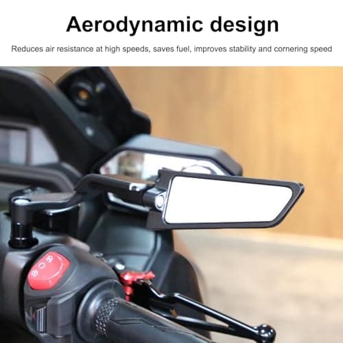 Motorcycle Mirrors, Universal 360° Adjustable Rotating Motorcycle Rear View Mirror with 8mm 10mm Bolt, Aluminum Alloy Handlebar Wing Mirrors Replacement for Motorcycle Scooter ATV Bike — view 2