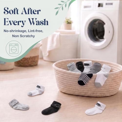Mother's Choice Organic Cotton Baby Socks 0–6 Months, 12 Pairs Newborn & Infant Socks Soft Hypoallergenic Breathable Gentle On Delicate Skin Stretch Fit Comfortable Daily Essentials For Little Ones — view 3