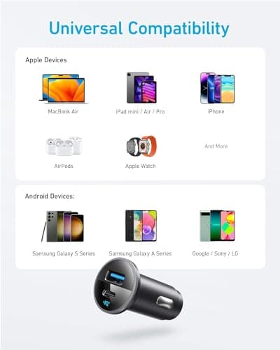 Anker 323 52.5W USB C Car Charger with 30W PowerIQ 3.0 Fast Charging — view 3