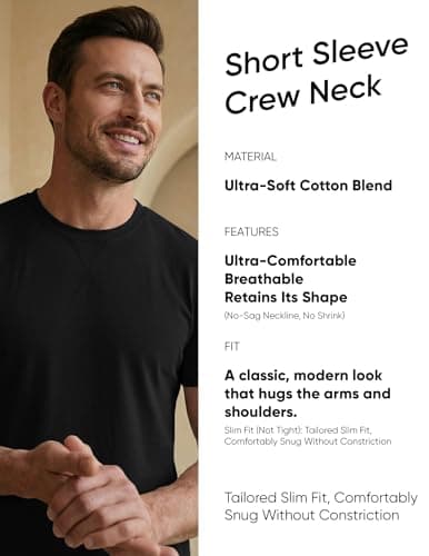 JMIERR Mens 3 Pack Short Sleeve T Shirts Black/Light Grey/Army Green L — view 8