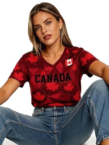 MEESHEEP Canada Shirt Women 2026 World Soccer Fans T-Shirts Football Jersey Canadian National Day Tees — view 2