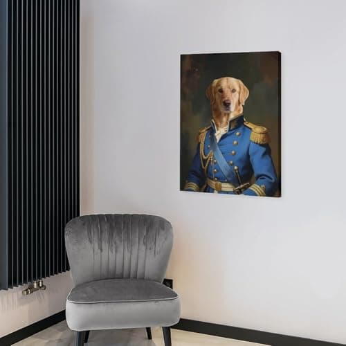 Personalized Naval Officer Pet Portrait from Photo Custom Renaissance Style Military Commander Dog Canvas Art Print, Wall Art for Home Decor, Living Room, Bedroom & Home Office Gifts for Pet Lovers — view 7