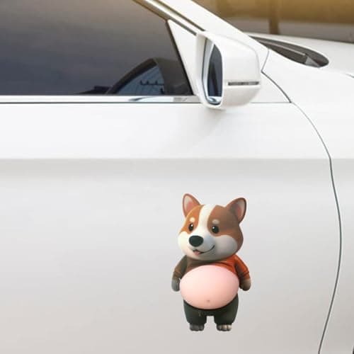 4Pcs Dog Belly Sticker,Anti-Collision Sticker for Car Door Furniture,Cute Puppy Decal with Self Adhesive Backing, Silicone Puppy with Pink Belly — view 5