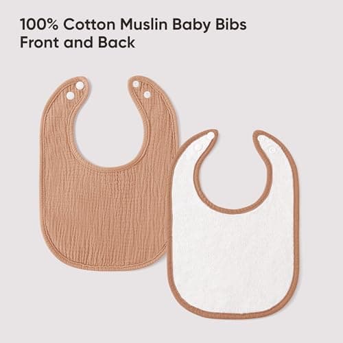 Bearmoss Muslin Baby Bibs 8 Pack 100% Cotton Baby Bandana Drool Bibs for Unisex Baby Girls Boys Toddlers Drooling and Teething (Coconut Mocha) — view 4