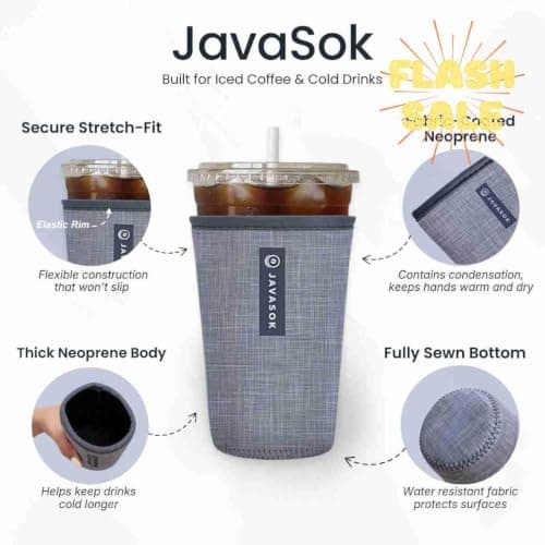 Sok It JavaSok Iced Coffee & Cold Soda Insulated Neoprene Cup Sleeve (Blushing Blooms, Medium: 22-28oz)