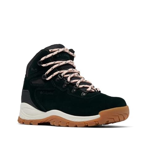 Columbia Womens Newton Ridge Plus Waterproof Amped, Black/Blush Rose, 5 Wide