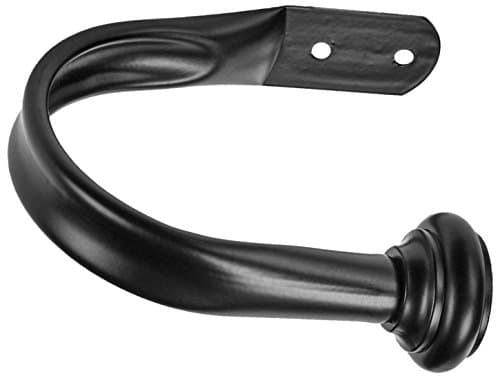Amazon Basics Decorative Curtain Tiebacks, Sturdy and Easy to Install Holdbacks, Set of 2, Black