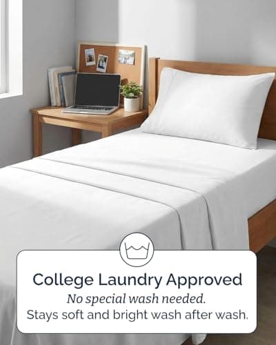 Twin XL 4 Piece Sheet Set - Cooling & Breathable Bed Sheets - Hotel Luxury Bed Sheets for Women, Men, Kids & Teens - Bedding with Deep Pockets & Easy Fit - Soft and Wrinkle Free - Twin XL White Sheets — view 5