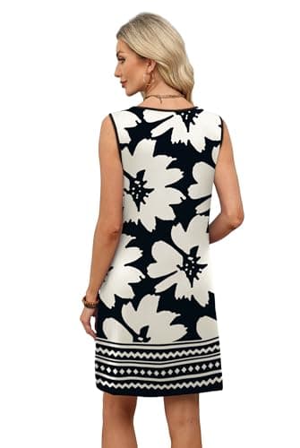 WIHOLL Summer Dresses for Women 2026 Vacation Outfits Fashion Clothing Beach Dress Spring Sundresses Resort Wear Easter Dresses Graduation Dress with Pocket Black Floral L — view 4