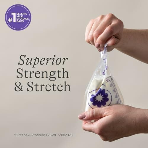 Lansinoh Breastmilk Storage Bags, 100 Count, Baby Essentials, Fast Freeze & Thaw Breast Milk Bags for Baby Bottle Feeding, Strength & Stretch, 6 Ounce — view 2