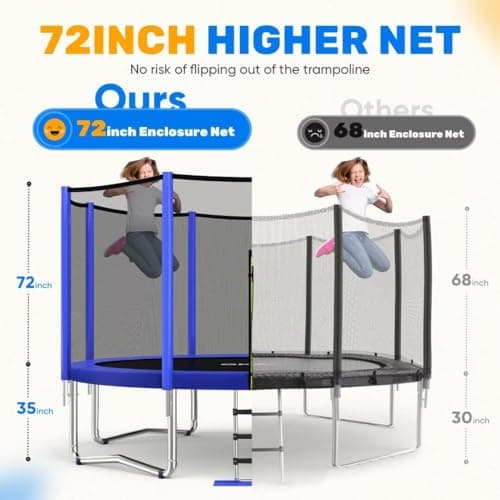 ORCC Kids Trampoline, 1200LBS Weight Capacity Outdoor Trampoline 16 15 14 12 10 8FT Yard Trampolines for Kids Adults — view 4