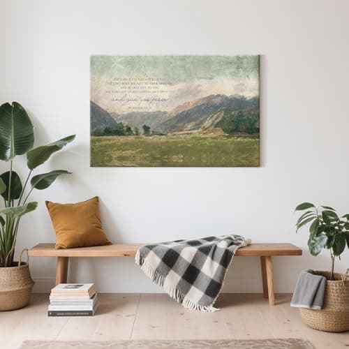 CHDITB Numbers 6:24-26 May The Lord Bless You Wall Art(24"x16"), Jesus Christian Bible Verse Scripture Canvas Artwork, Abstcat Watercolor Mountain Landscape Nature Decor for Home Dining Room Christ Gift — view 5