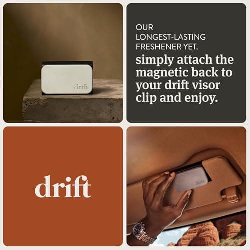 Drift Car Air Freshener - Stone Air Freshener Car Odor Eliminator - Long Lasting Scent - Auto Accessories - Metal Clip - Essential Oils - Clean Ingredients - Teak Scent Starter Kit — view 3