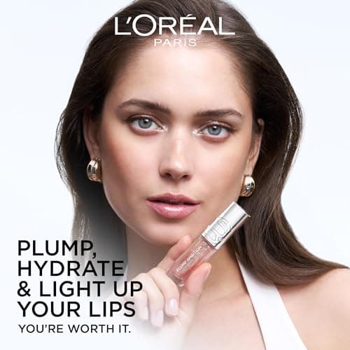 L'Oreal Paris Plump Ambition Hyaluron Lip Oil Shimmer, 24 HR Lip Gloss with Hyaluronic Acid, Volumizing Formula with Glass-Like Shine, Mauve Lights, 0.16 fl oz — view 2