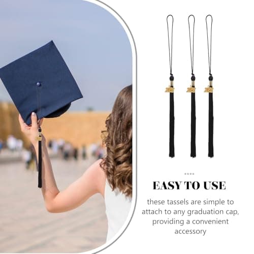 MAGICLULU 10pcs 2026 Graduation Tassels with Gold Year Charm, Black Academic Hat Fringe for Ceremony, Polyester Cap Accessories for High School College University — view 5