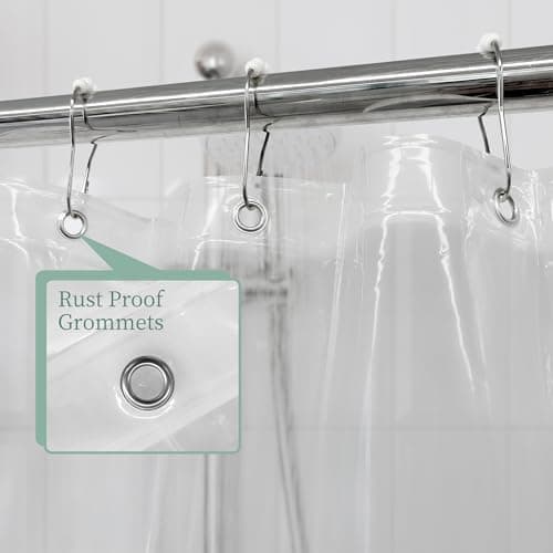 Mrs Awesome Clear Shower Curtain Liner with 3 Magnets, 72x72 Premium Flexible Sturdy Plastic Shower Curtain for Bathroom Lightweight, Waterproof, Clear — view 5