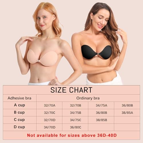 GKHWON Adhesive Bra Strapless Backless Invisible Push Up Sticky Bra with Silicone Nipple Covers Reusable Beige B — view 6