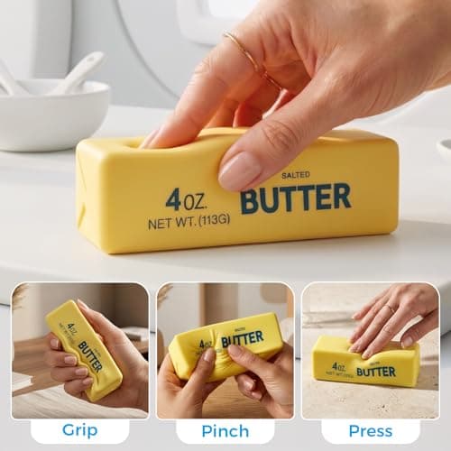 XQOQO Butter Squishy, Soft Slow Rising Squeeze Toys, Butter Stick Squishy Fidget Toys and Stress Balls Squishies for Office Desk Toys, Party Favors & Birthday Gifts(Yellow) — view 2