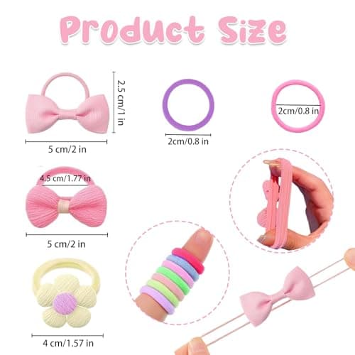 248 Pcs Baby Hair Ties Multicolors Elastic Hair Ties Cute Boutique Hair Bows and Flowers Hair Accessories for Baby Toddler Kids - KAMHBE