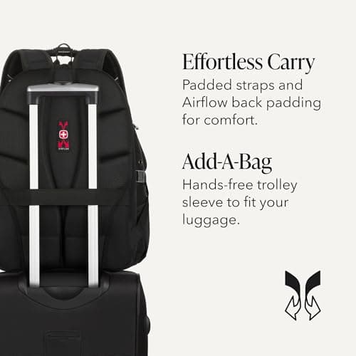 SWISSGEAR 1900 ScanSmart Laptop Backpack, Fits Most 17-Inch Laptops, TSA-Friendly Lay-Flat Design, RFID Protection, and Tablet Pocket, Black, 31L, 18.5-Inch — view 5