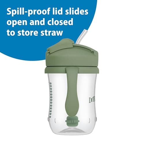 Dr. Brown's Milestones Baby's First Straw Cup, Training Cup with Weighted Straw, 9 oz/270 mL, BPA-free, 6m+, Coral/Olive Green, 2-Pack — view 5
