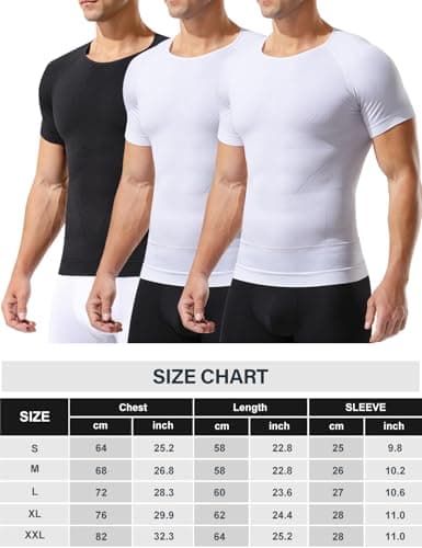 Casey Kevin Mens Medium Compression Shirts Short Sleeve Shapewear 3 Pack — view 5