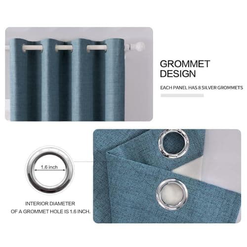 MIULEE Linen Texture Curtains for Bedroom Solid 100% Blackout Thermal Insulated Dusty Blue Curtains Grommet Room Darkening Drapes Luxury Decor for Living Room 52x84 Inch (2 Panels) — view 3