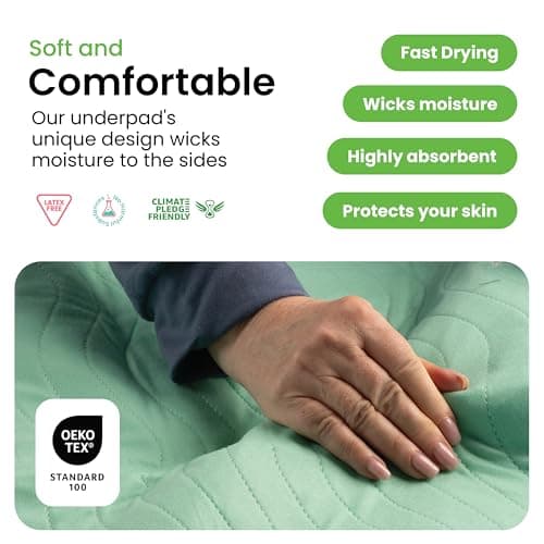IMPROVIA® Washable Underpads, 34" x 36" (Pack of 4) - Heavy Absorbency Reusable Bedwetting Incontinence Pads for Kids, Adults, Elderly, and Pets - Waterproof Protective Pad for Bed, Couch, Sofa, Floor — view 3