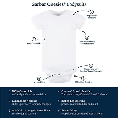 Gerber Baby 8-Pack Short Sleeve Onesies Bodysuits, Solid White, 0-3 Months — view 4